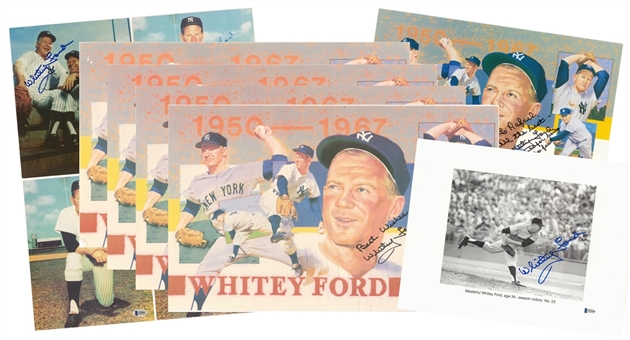 Whitey Ford Signed Collection of (10) Photos & Lithos (Beckett)